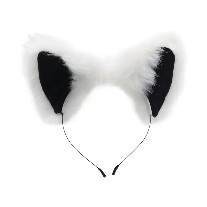 Anal Tailz White Fox Tail Butt Plug with Ears Set White