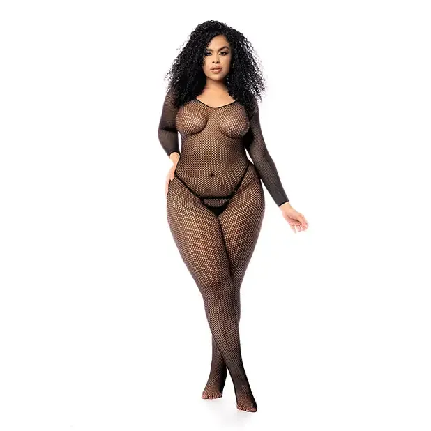 Long Sleeved All Over Fishnet Body Stocking Black Mapale Anal Long Sleeved All Over Fishnet Body Stocking Black Mapale Anal