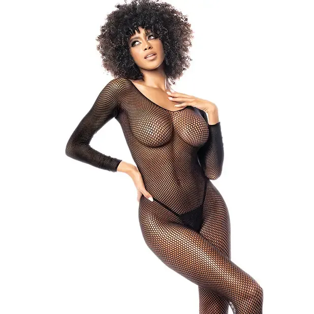 Long Sleeved All Over Fishnet Body Stocking Black Mapale Anal Long Sleeved All Over Fishnet Body Stocking Black Mapale Anal