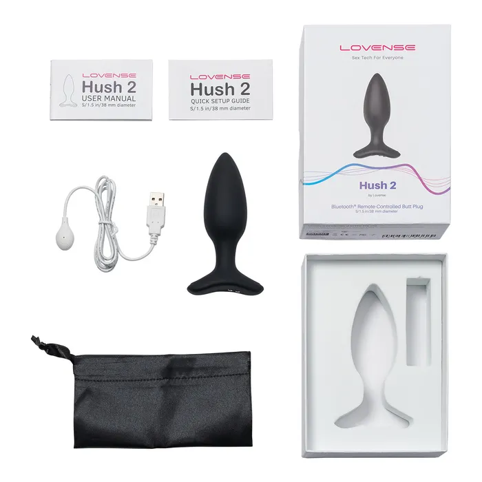 Lovense Hush 2 Vibrating RemoteControlled Butt Plug 15 Black Lovense Anal