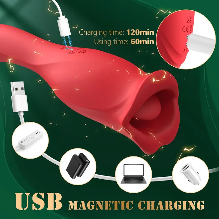 Amovibe Female Sex Toys Mouth Vibrator with Kissing Function Vibrating Tongue