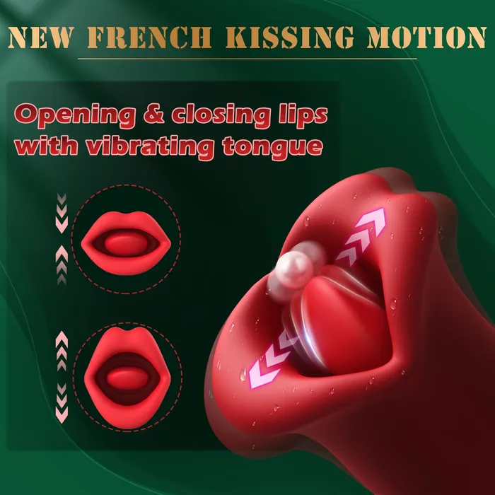 Amovibe Female Sex Toys Mouth Vibrator with Kissing Function Vibrating Tongue