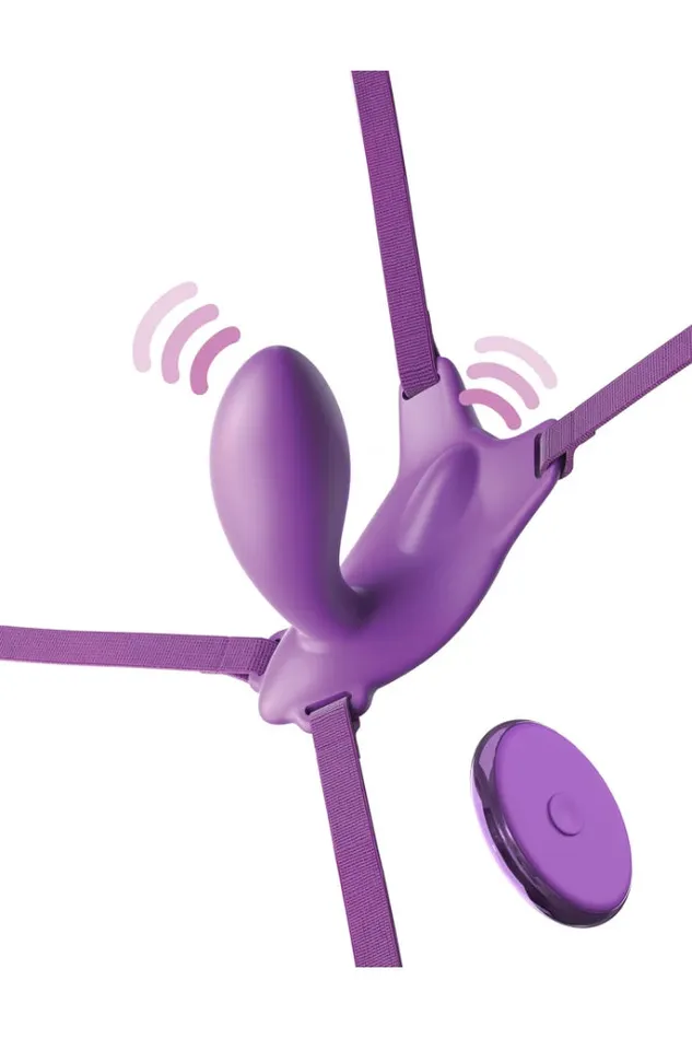 Pipedream Pipedream Fantasy for Her Ultimate GSpot Butterfly StrapOn Vibrator with Remote Purple Female Sex Toys