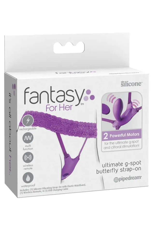 Pipedream Pipedream Fantasy for Her Ultimate GSpot Butterfly StrapOn Vibrator with Remote Purple Female Sex Toys