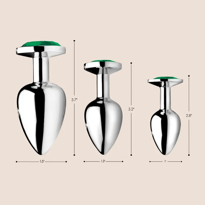 Anal XR Brands Emerald Gem Anal Plug Set 3 piece butt plugs Anal XR Brands Emerald Gem Anal Plug Set 3 piece butt plugs