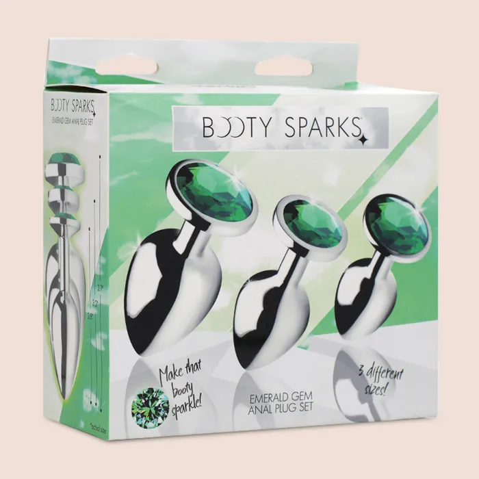 Anal XR Brands Emerald Gem Anal Plug Set 3 piece butt plugs Anal XR Brands Emerald Gem Anal Plug Set 3 piece butt plugs
