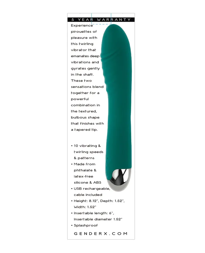 Vibrators Gender X Pirouette Twirling Vibrator Teal Evolved Novelties INC