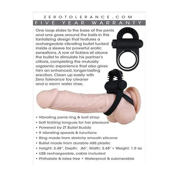 Zero Tolerance Bell Ringer Vibrating Cock Ring Black Zero Tolerance Male Sex Toys