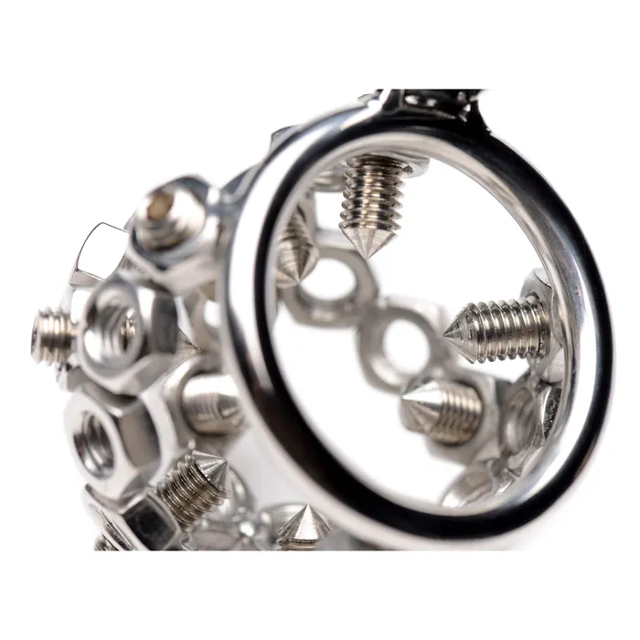 Male Sex Toys Master Series Bolted Chastity Cage with Spikes