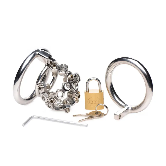 Male Sex Toys Master Series Bolted Chastity Cage with Spikes