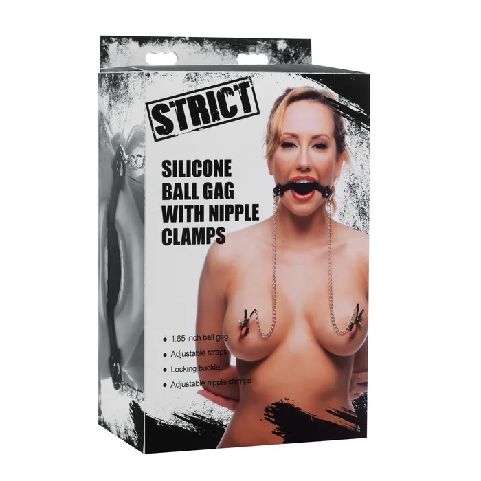 Silicone Ball Gag with Nipple Clamps Strict Male Sex Toys