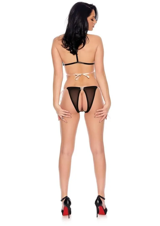 Barely Bare Vibrators Barely Bare TieUp Bralette and Open Panty
