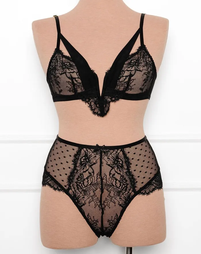 Lacy High Waist Crotchless Panty Black Mentionables Anal Lacy High Waist Crotchless Panty Black Mentionables Anal