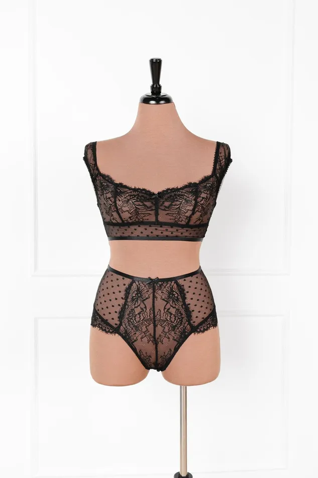 Lacy High Waist Crotchless Panty Black Mentionables Anal Lacy High Waist Crotchless Panty Black Mentionables Anal