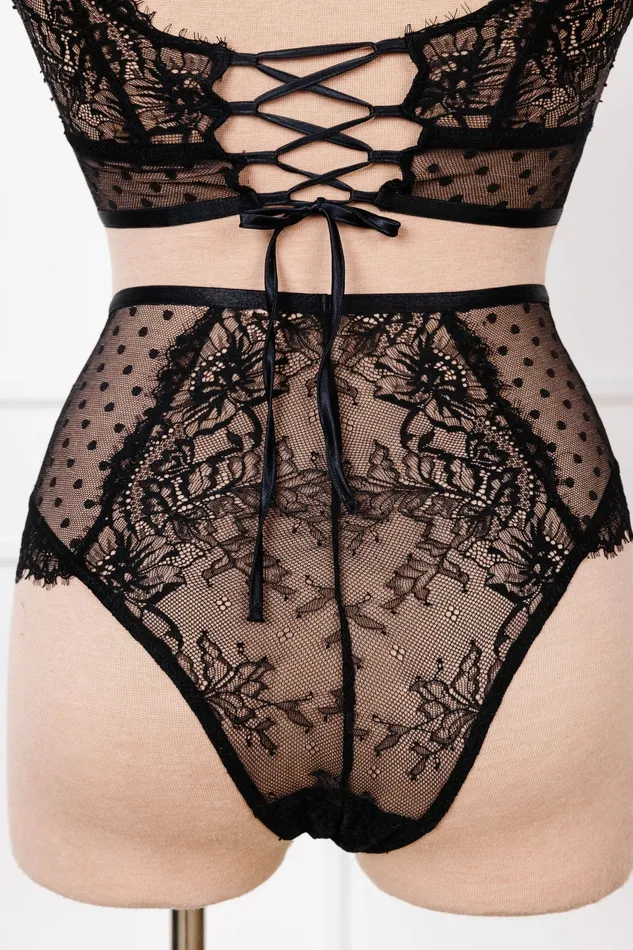 Lacy High Waist Crotchless Panty Black Mentionables Anal Lacy High Waist Crotchless Panty Black Mentionables Anal