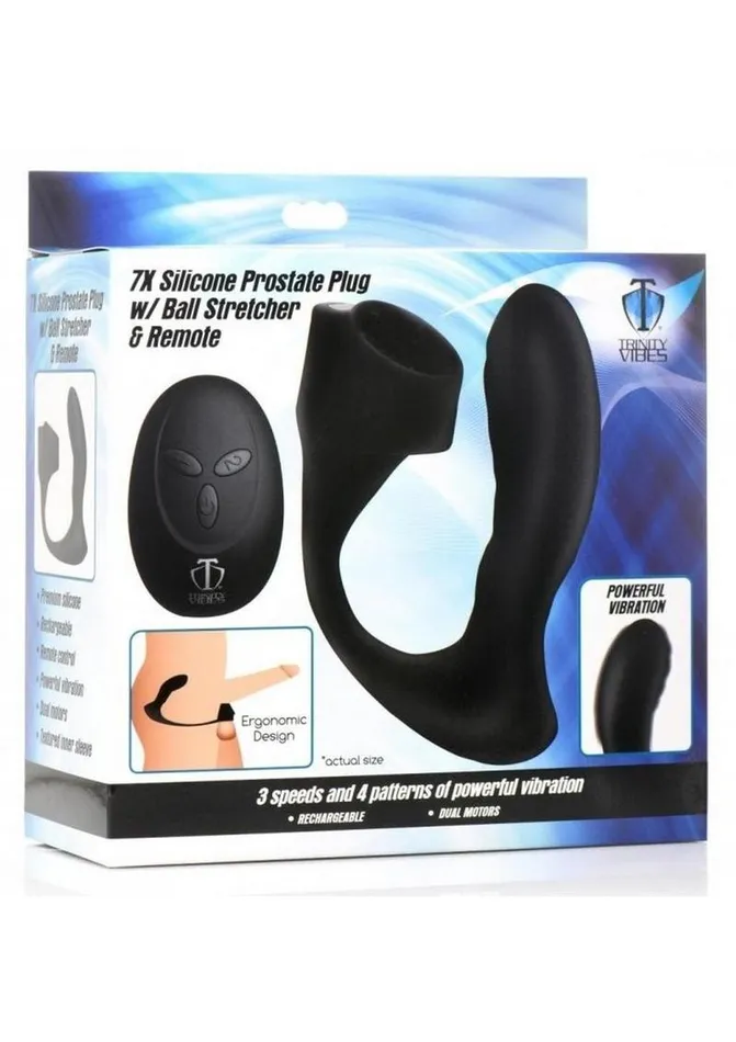 Male Sex Toys Trinity Men Trinity Men 7x Silicone Prostate Plug with Ball Stretcher and Remote Control